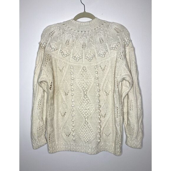 VTG Krystal Kobe Ramie Cotton Blend Ivory Pullover Knit Slouchy Sweater Sz L - Picture 2 of 10